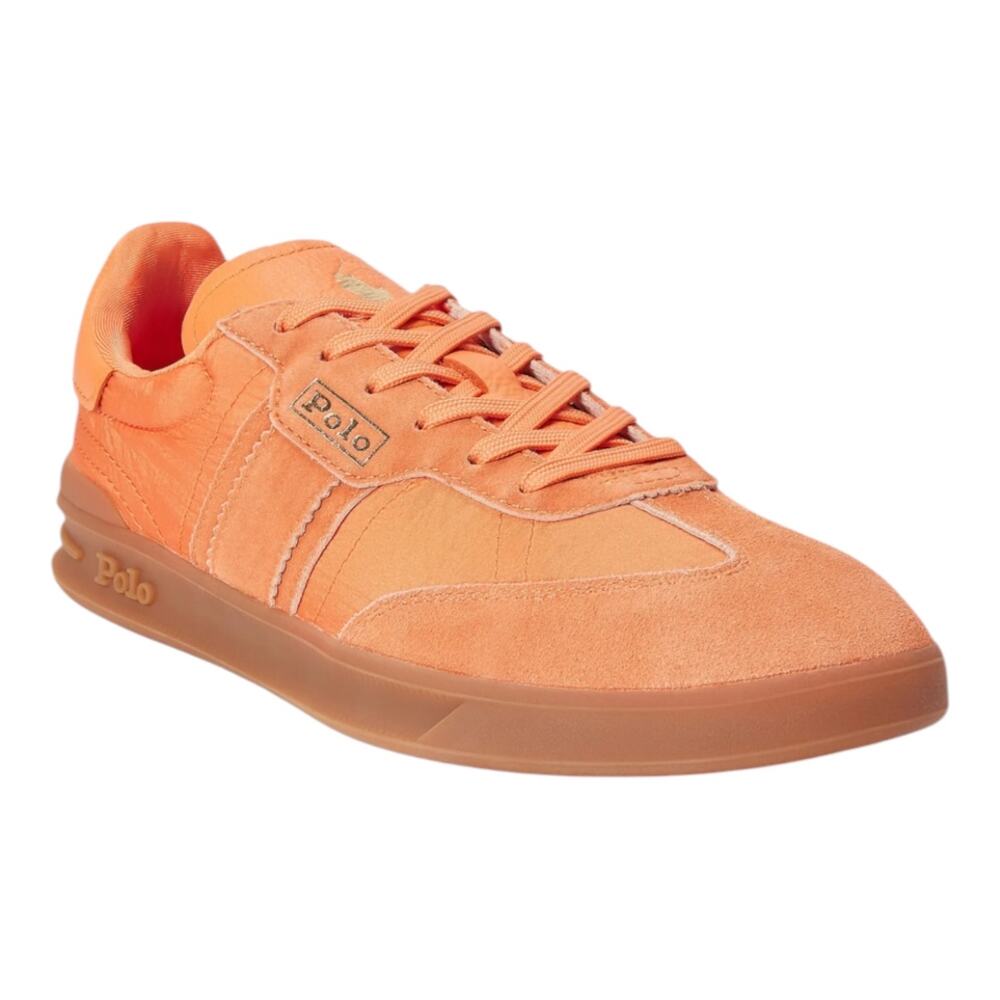 Polo Ralph Lauren Women's Heritage Aera Suede Trim Sneaker Coral Size 11